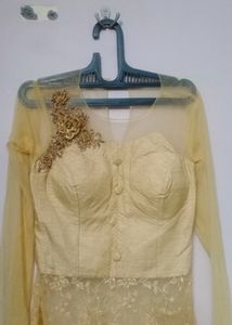 Elegant Yellow Lace Dress