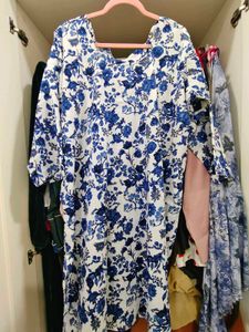 Blue Floral Print Kurta