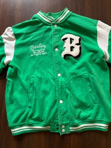 H&amp;M Unisex Green Varsity Bomber Jacket