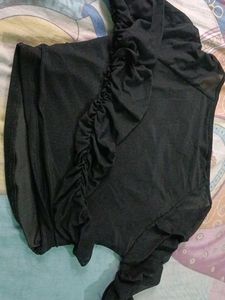 Shein Black Mesh Sleeve Top