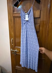 MANGO Floral Print Ruched A-Line Midi Dress