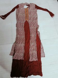 Elegant Maroon Printed Ethnic Gown
