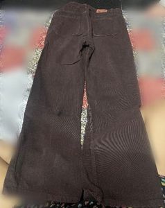 Brown Corduroy Wide-Leg Pants