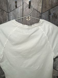 White Graphic Print Crop Top