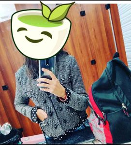 Chic Tweed Jacket with Polka Dot Lining