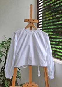 White Tie-Back Crop Top