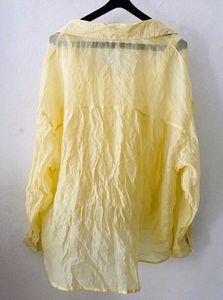 Chic Yellow Textured Button-Up Shirt