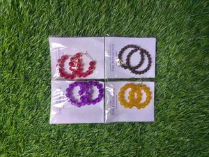Colorful Beaded Hoop Earrings Set ( Pack of 5 Pair
