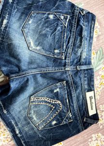 Distressed Blue Denim Shorts