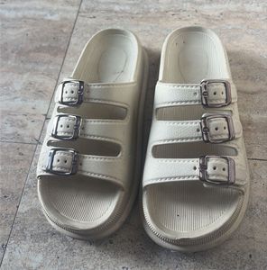 Cream Triple Buckle Slides