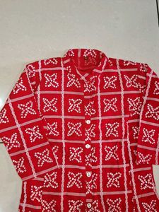 Red &amp; White Patterned Dress