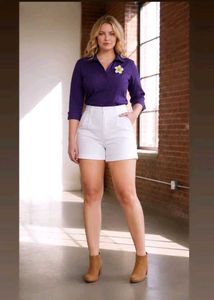 Women White High Waist Shorts | Casual Summer Shor