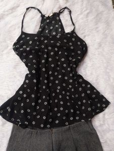 ♥️Chic Black Floral Top &amp; Grey Trousers Set♥️
