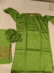 Beautiful Green Kurta Set with Embroidery