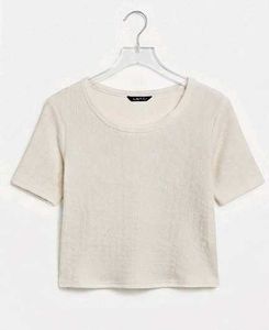 Cream Textured Short Sleeve Top