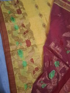 new puja saree red cotton blouse fees free yellow