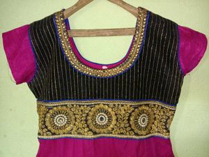 Heavy work velvet and net pink Anarkali L SIZE