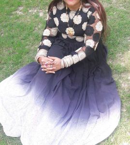 Elegant Black Lace Sleeve long gown