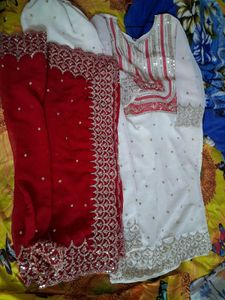 Elegant rani  &amp; White Kurta Set