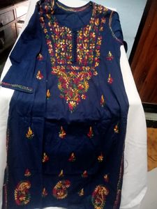 Embroidered Navy Kurti