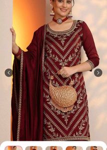 Elegant Maroon Embroidered Kurta Set