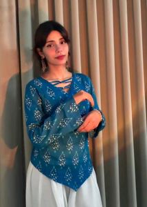 Stylish Blue Printed Kurti