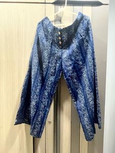 blue and white Floral Embroidered coord Set
