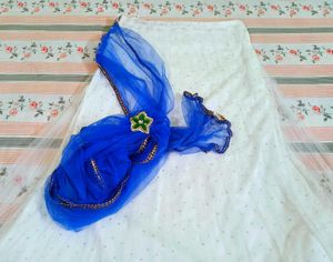 White &amp; Blue Lehenga Choli