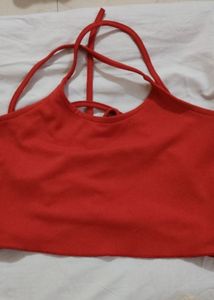 Red Lace-Up Crop Top