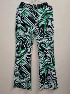 Swirl Print Flare Leg Pants