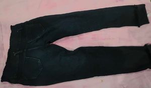Black Denim Jeans with Embellished Cuffs