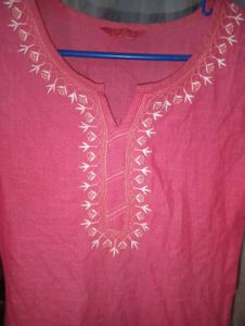 Pink Embroidered Kurta