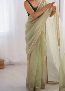 Elegant Green Organza Saree