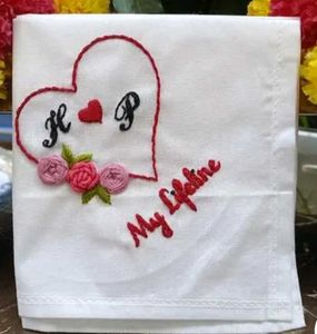 Hand Embroidered Monogram Handkerchief