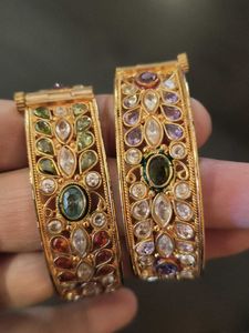Exquisite Gemstone Bangle Pair