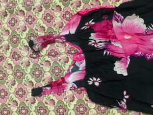 Floral Print Dress with Crochet Top