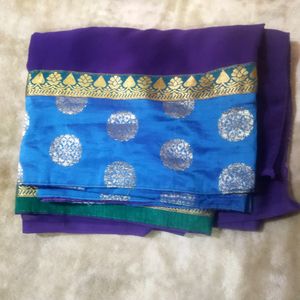 Elegant Blue & Purple Sari