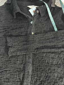 Crushed Black Button-Up  short shirt