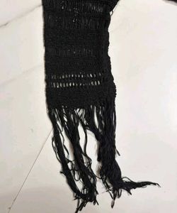 Black Crochet Fringe Cardigan