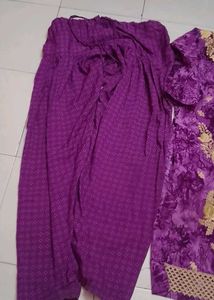 Embroidered Purple Kurta Set