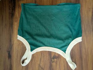Teal &amp; White Trim Crop Top