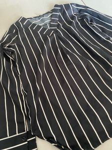 Black &amp; White Striped V-Neck Tunic