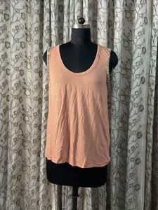 Beige Tank Top with Embellished Shoulders