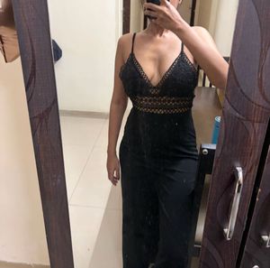 Black backless jumpsuit