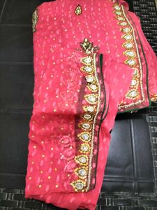 Elegant Pink Embellished Saree
