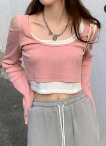 Pink Cold Shoulder Knit Top