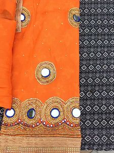 Bright Orange Embellished Kurta Set