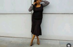 Black Dress with Houndstooth Sleeves🖤