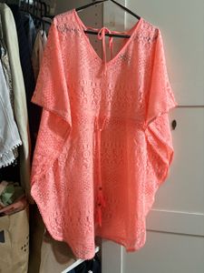 Coral Lace Swim Cover-Up