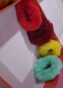 Fluffy Hair Scrunchies Set